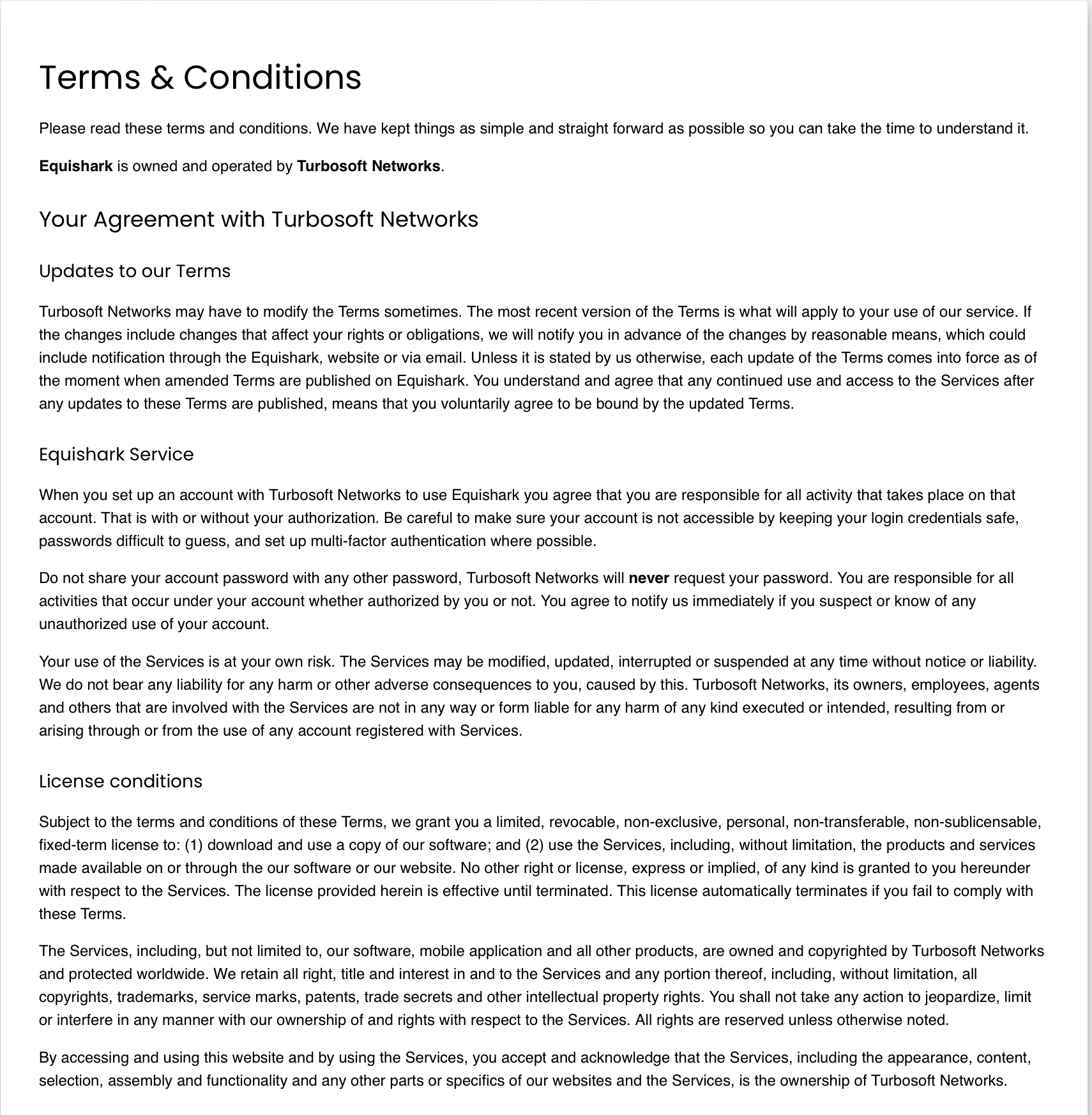 Terms And Conditions Screen