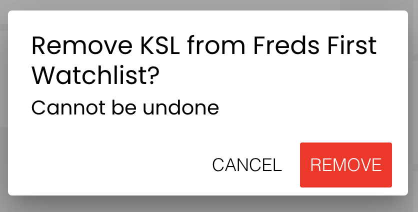 Confirm Stock Deletion